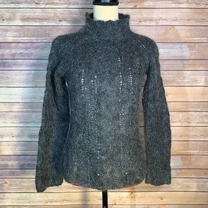 Free People Charcoal Gray Mohair Blend Turtleneck Sweater